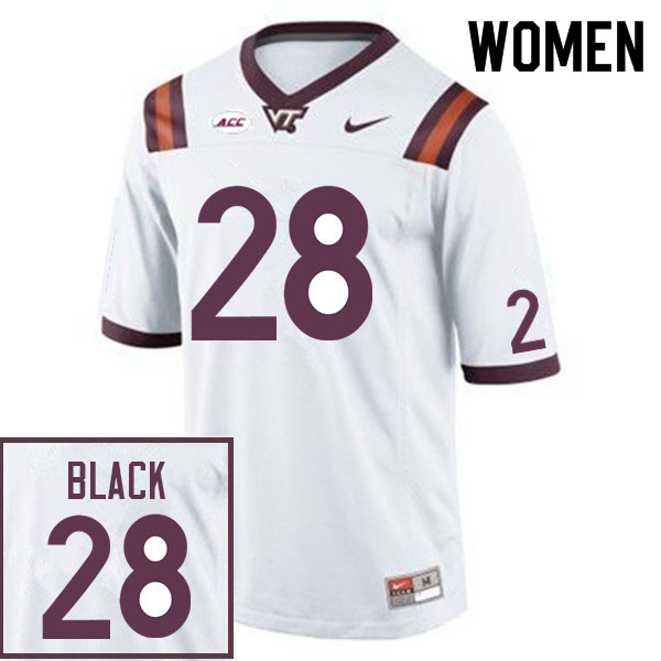 Women #28 Chance Black Virginia Tech Hokies College Football Jerseys Sale-White